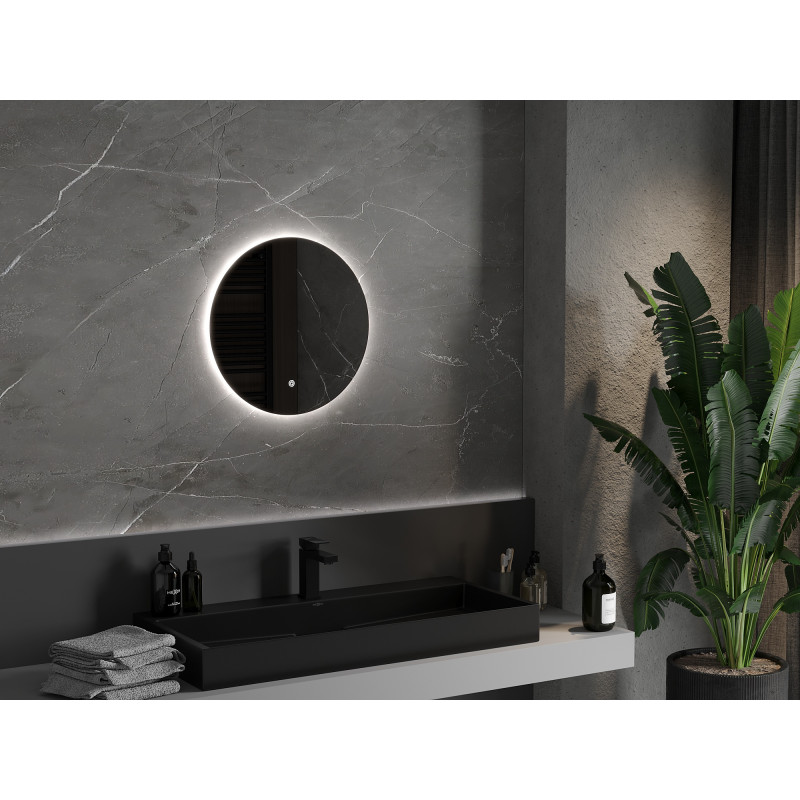 Mexen Erg illuminated bathroom mirror, round 50 cm, LED 6000K, anti-fog - 9823-050-050-611-00