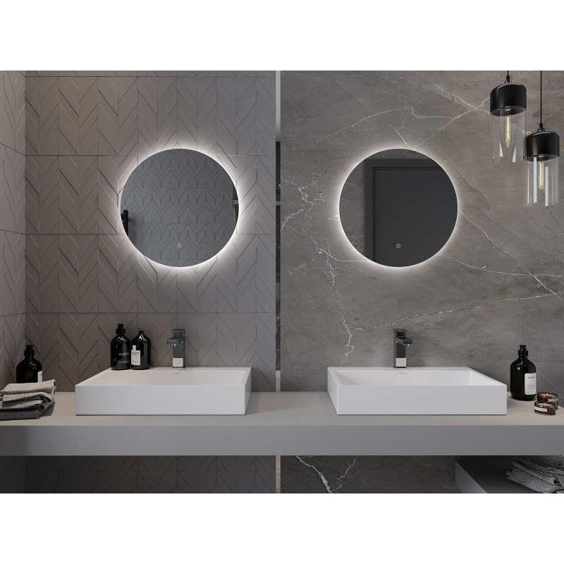 Mexen Erg illuminated bathroom mirror, round 50 cm, LED 6000K, anti-fog - 9823-050-050-611-00