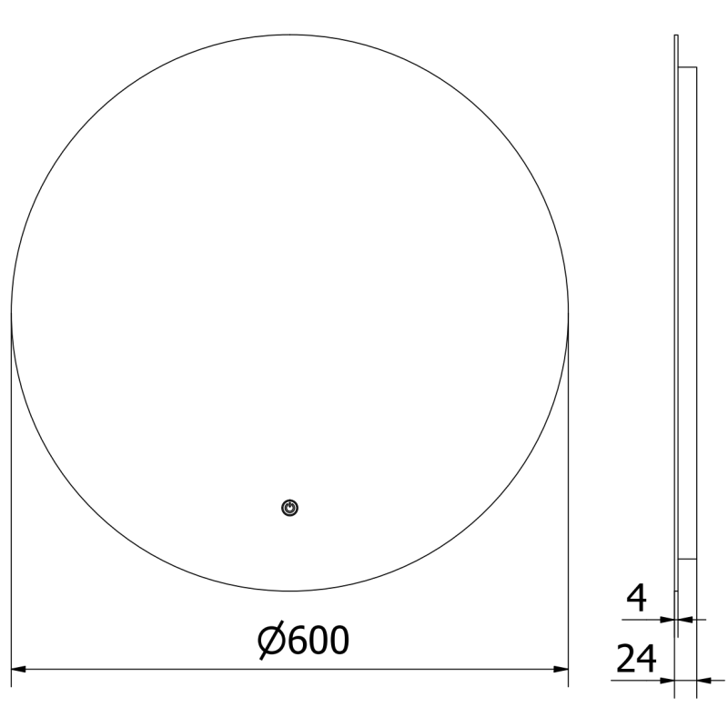 Mexen Erg illuminated bathroom mirror, round 60 cm, LED 6000K, anti-fog - 9823-060-060-611-00