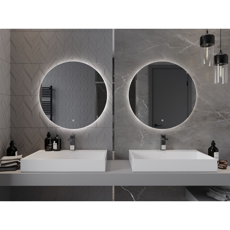 Mexen Erg illuminated bathroom mirror, round 70 cm, LED 6000K, anti-fog - 9823-070-070-611-00