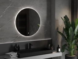 Mexen Erg illuminated bathroom mirror, round 80 cm, LED 6000K, anti-fog - 9823-080-080-611-00