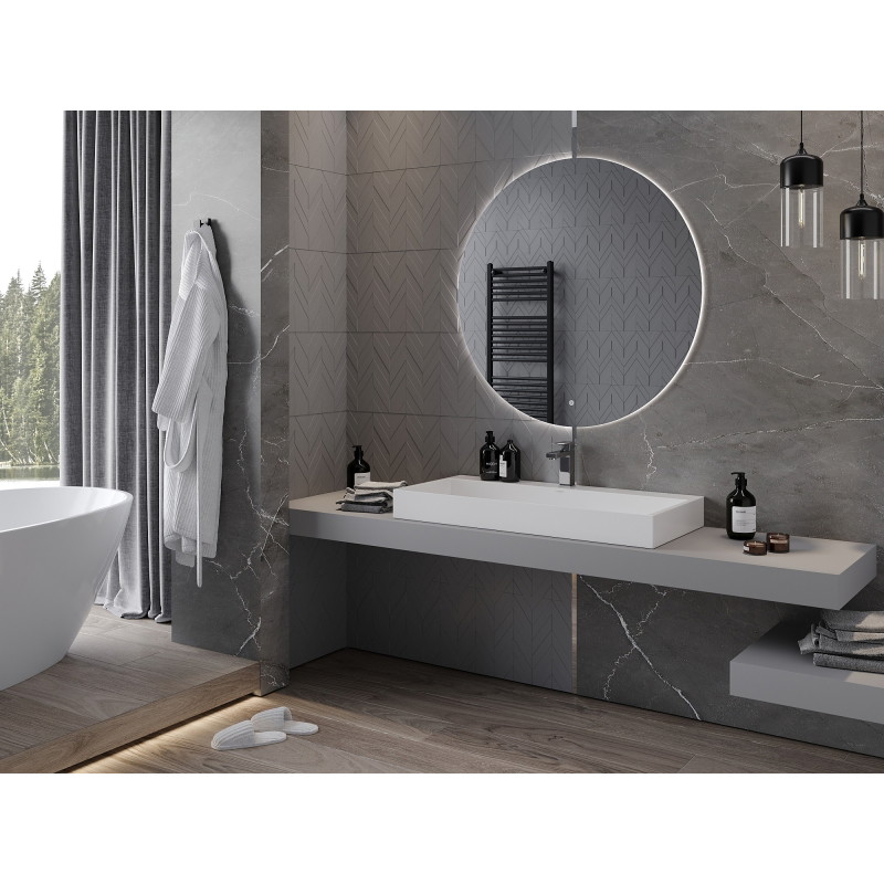 Mexen Erg illuminated bathroom mirror, round 100 cm, LED 6000K, anti-fog - 9823-100-100-611-00