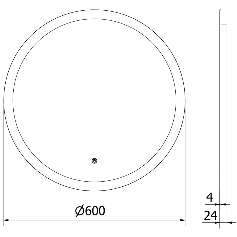 Mexen Oro illuminated bathroom mirror, round 60 cm, LED 6000K, anti-fog - 9824-060-060-611-00