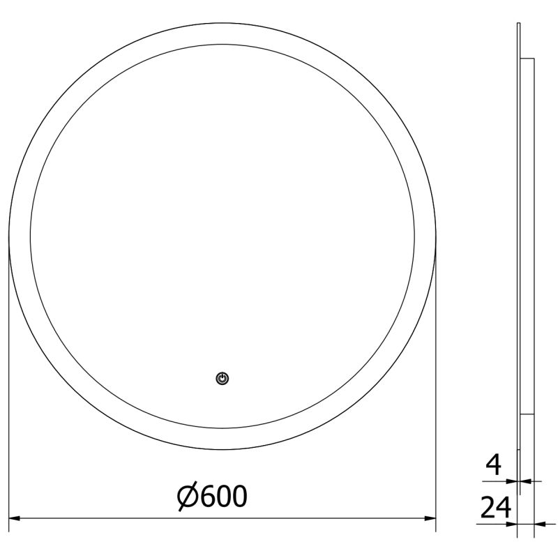 Mexen Oro illuminated bathroom mirror, round 60 cm, LED 6000K, antifog - 9824-060-060-611-00