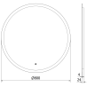Mexen Oro illuminated bathroom mirror, round 80 cm, LED 6000K, antifog - 9824-080-080-611-00