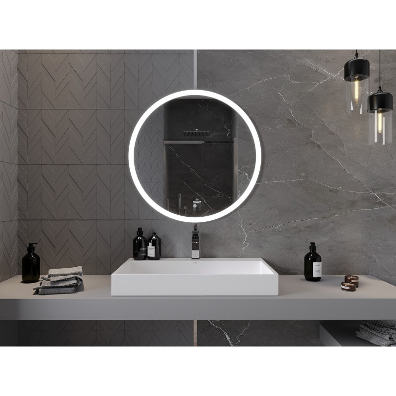 Mexen Oro illuminated bathroom mirror, round 80 cm, LED 6000K, antifog - 9824-080-080-611-00