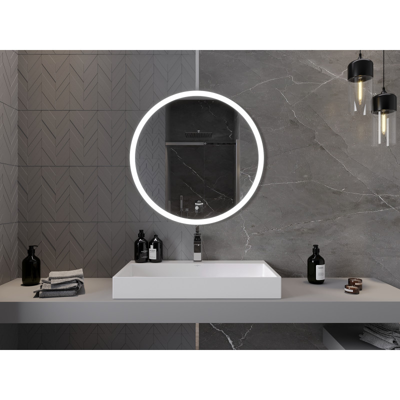 Mexen Oro illuminated round bathroom mirror, 80 cm, LED 6000K, anti-fog - 9824-080-080-611-00