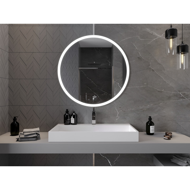 Mexen Oro illuminated bathroom mirror, round 90 cm, LED 6000K, anti-fog - 9824-090-090-611-00