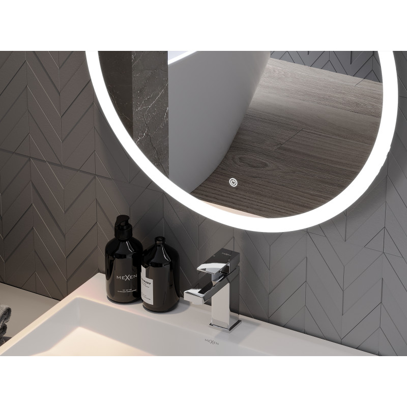 Mexen Oro illuminated round bathroom mirror, 80 cm, LED 6000K, anti-fog - 9824-080-080-611-00