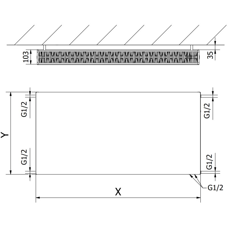 Mexen CVF22 Flat panel radiator 400 x 500 mm, bottom connection, 569 W, white - W622F-040-050-00