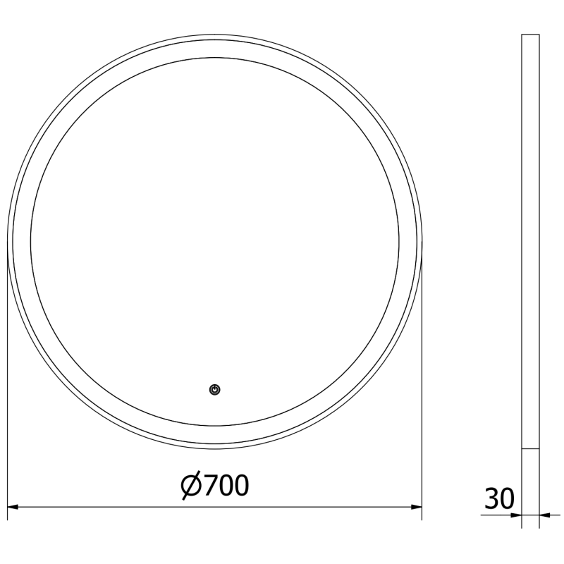 Mexen Esso illuminated bathroom mirror, round 70 cm, LED 6000K, anti-fog, gold frame - 9825-070-070-611-50
