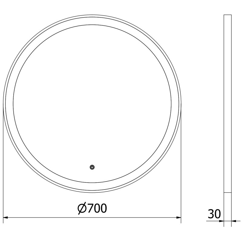 Mexen Esso illuminated bathroom mirror, round 70 cm, LED 6000K, antifog, gold frame - 9825-070-070-611-50