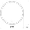 Mexen Esso backlit bathroom mirror, round 80 cm, LED 6000K, anti-fog, gold frame - 9825-080-080-611-50