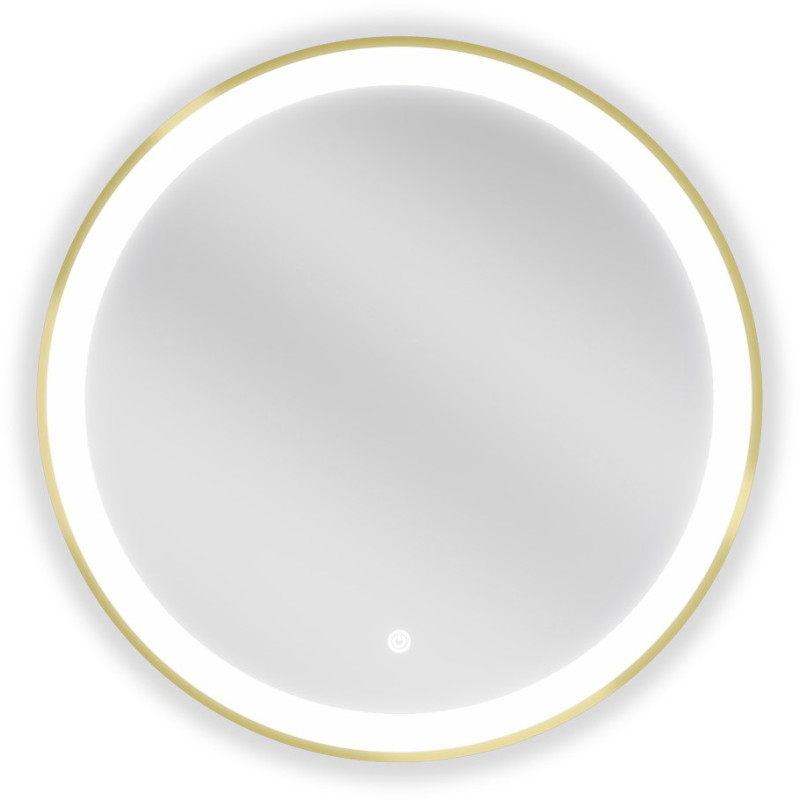 Mexen Esso bathroom mirror illuminated, round 60 cm, LED 6000K, anti-fog, gold frame - 9825-060-060-611-50