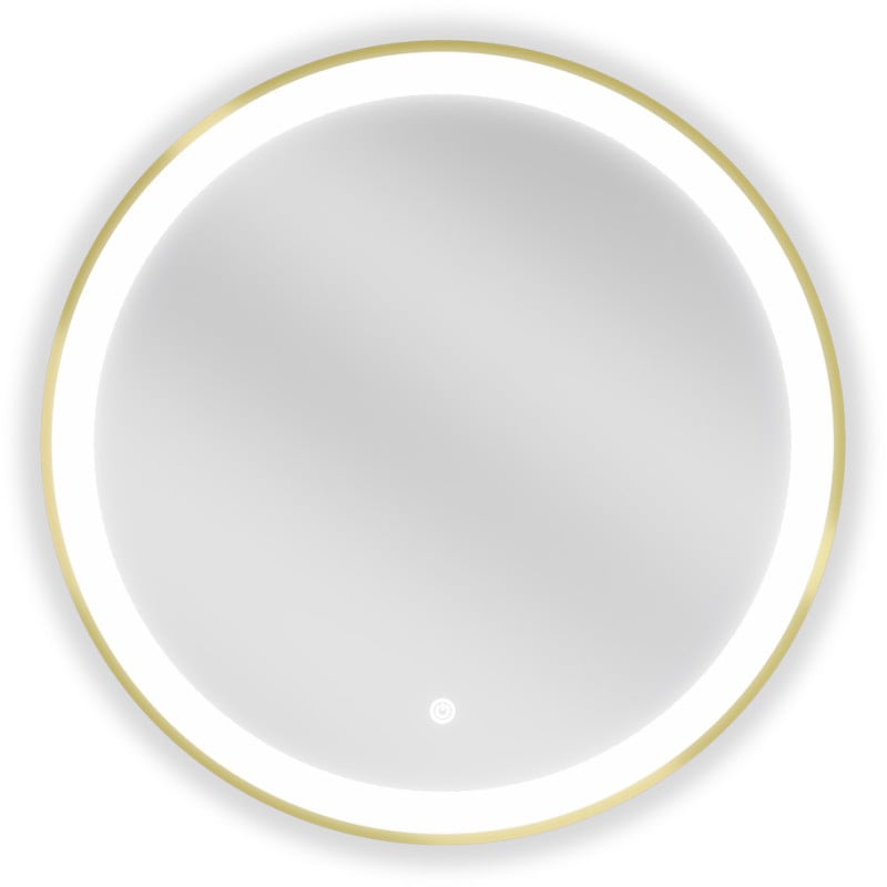 Mexen Esso illuminated bathroom mirror, round 60 cm, LED 6000K, anti-fog, gold frame - 9825-060-060-611-50