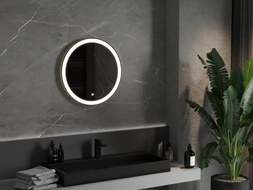 Mexen Esso bathroom mirror illuminated, round 60 cm, LED 6000K, anti-fog, gold frame - 9825-060-060-611-50