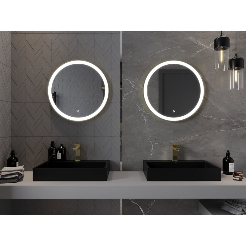 Mexen Esso bathroom mirror illuminated, round 60 cm, LED 6000K, anti-fog, gold frame - 9825-060-060-611-50