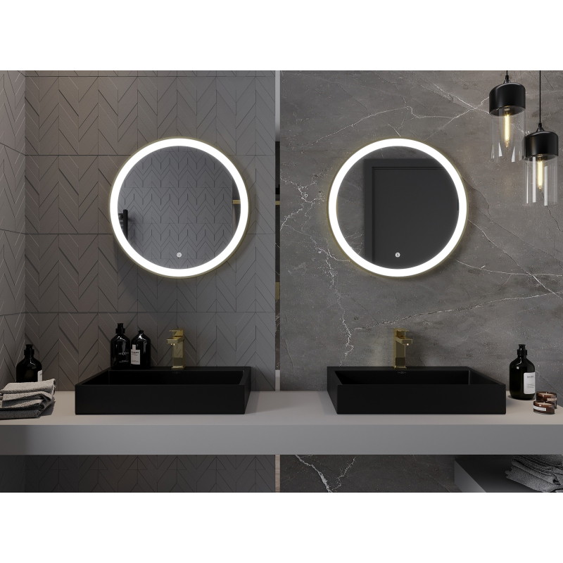 Mexen Esso illuminated bathroom mirror, round 60 cm, LED 6000K, anti-steam, gold frame - 9825-060-060-611-50