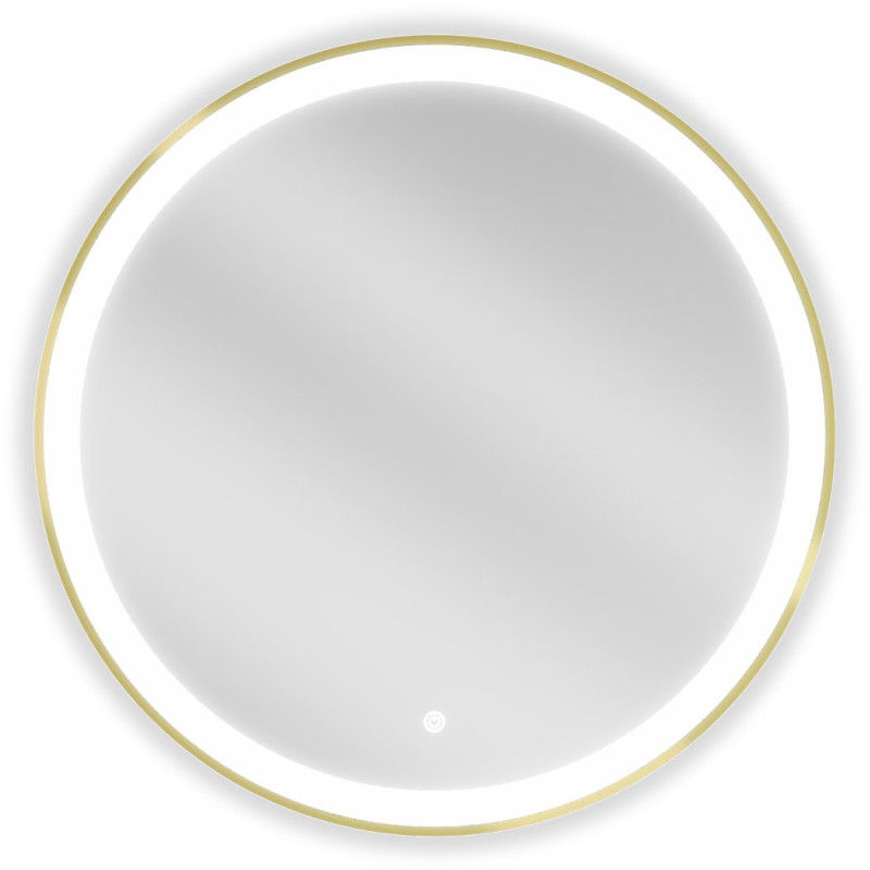 Mexen Esso illuminated bathroom mirror, round 70 cm, LED 6000K, antifog, gold frame - 9825-070-070-611-50