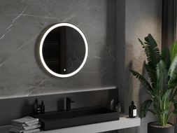 Mexen Esso illuminated bathroom mirror, round 70 cm, LED 6000K, antifog, gold frame - 9825-070-070-611-50