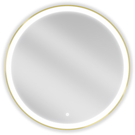 Mexen Esso round illuminated bathroom mirror, 80 cm, LED 6000K, anti-fog, gold frame - 9825-080-080-611-50