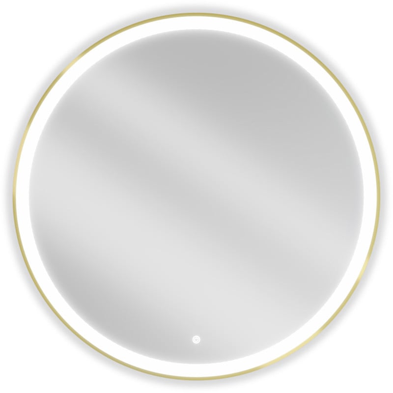 Mexen Esso illuminated bathroom mirror, round 90 cm, LED 6000K, anti-steam, gold frame - 9825-090-090-611-50