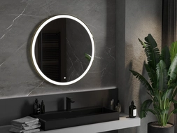 Mexen Esso illuminated bathroom mirror, round 90 cm, LED 6000K, anti-steam, gold frame - 9825-090-090-611-50