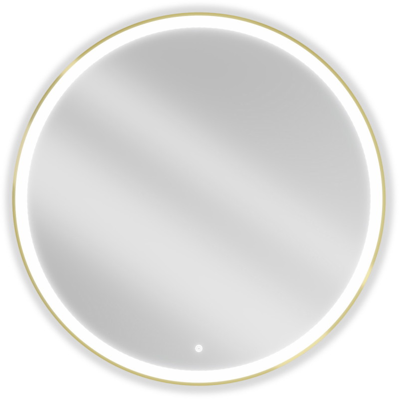 Mexen Esso backlit round bathroom mirror, 100 cm, LED 6000K, anti-fog, gold frame - 9825-100-100-611-50