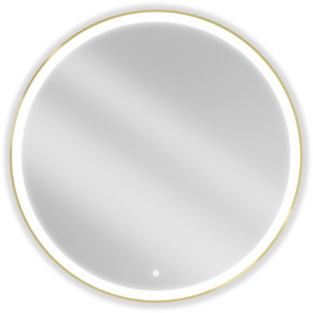 Mexen Esso backlit round bathroom mirror, 100 cm, LED 6000K, anti-fog, gold frame - 9825-100-100-611-50
