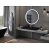 Mexen Esso backlit round bathroom mirror, 100 cm, LED 6000K, anti-fog, gold frame - 9825-100-100-611-50