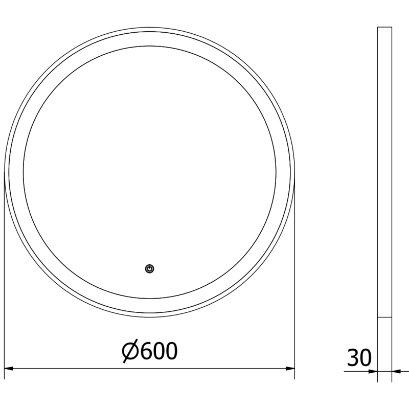 Mexen Esso illuminated bathroom mirror, round 60 cm, LED 6000K, anti-fog, black frame - 9825-060-060-611-70