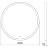 Mexen Esso backlit bathroom mirror, round 90 cm, LED 6000K, antifog, black frame - 9825-090-090-611-70