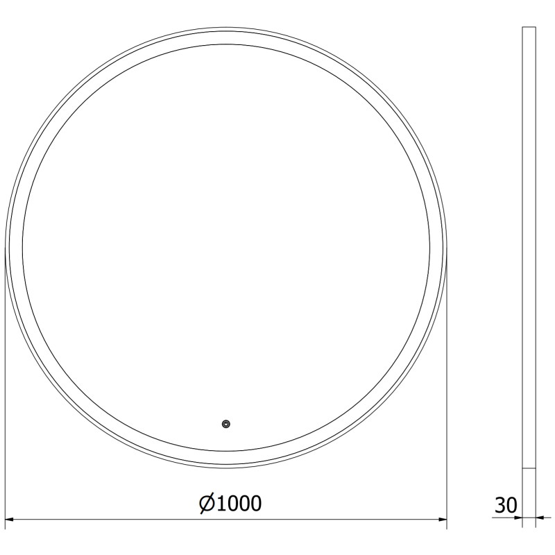 Mexen Esso illuminated bathroom mirror, round 100 cm, LED 6000K, anti-fog, black frame - 9825-100-100-611-70