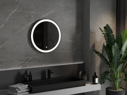 Mexen Esso illuminated bathroom mirror, round 60 cm, LED 6000K, anti-fog, black frame - 9825-060-060-611-70