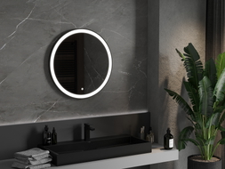 Mexen Esso illuminated bathroom mirror, round 70 cm, LED 6000K, antifog, black frame - 9825-070-070-611-70