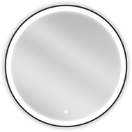 Mexen Esso illuminated bathroom mirror, round 80 cm, LED 6000K, anti-fog, black frame - 9825-080-080-611-70