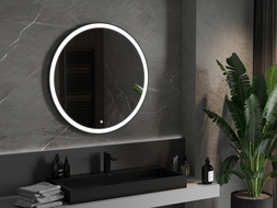 Mexen Esso illuminated bathroom mirror, round 90 cm, LED 6000K, anti-fog, black frame - 9825-090-090-611-70