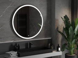 Mexen Esso bathroom mirror illuminated, round 100 cm, LED 6000K, anti-fog, black frame - 9825-100-100-611-70