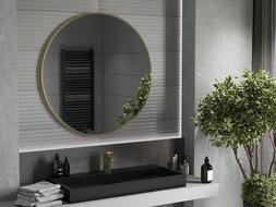 Mexen Loft bathroom mirror round 100 cm, gold frame - 9850-100-100-000-50