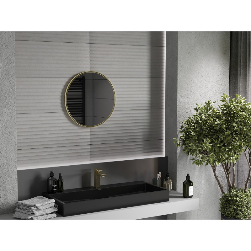Mexen Loft bathroom mirror round 35 cm, gold frame - 9850-035-035-000-50
