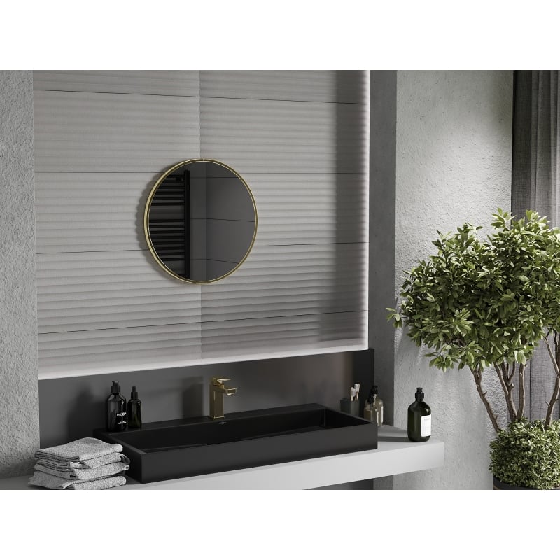 Mexen Loft Round bathroom mirror 40 cm, brushed gold frame - 9850-040-040-000-50