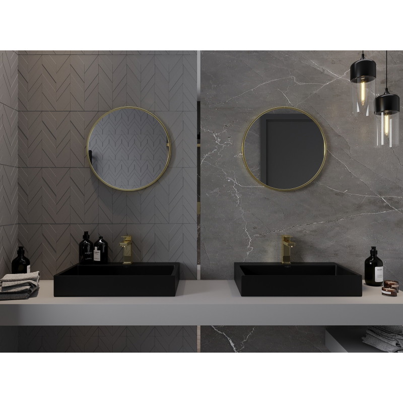 Mexen Loft bathroom mirror round 55 cm, gold frame - 9850-055-055-000-50