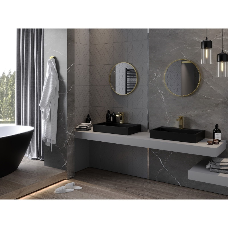 Mexen Loft bathroom mirror round 55 cm, gold frame - 9850-055-055-000-50