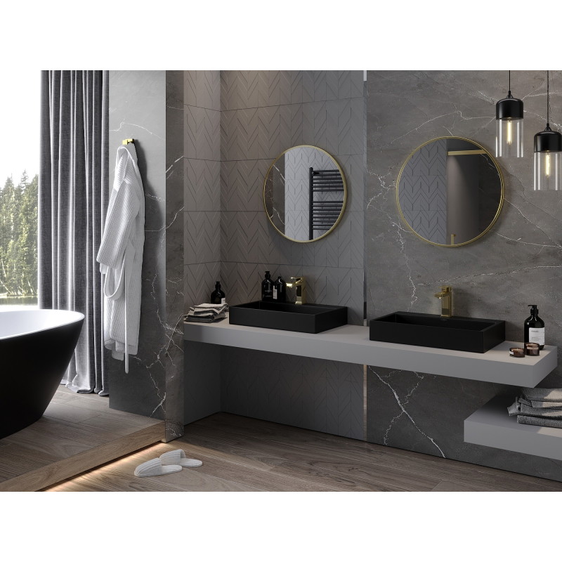 Mexen Loft Round bathroom mirror 60 cm, brushed gold frame - 9850-060-060-000-50