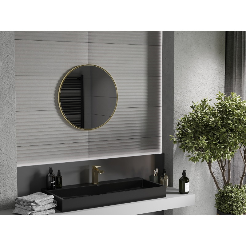Mexen Loft Round bathroom mirror 65 cm, brushed gold frame - 9850-065-065-000-50
