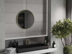 Mexen Loft round bathroom mirror 65 cm, gold frame - 9850-065-065-000-50