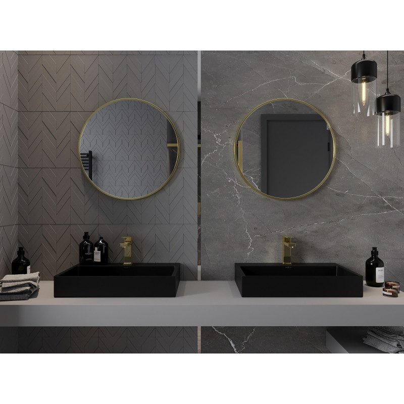 Mexen Loft Round bathroom mirror 65 cm, brushed gold frame - 9850-065-065-000-50
