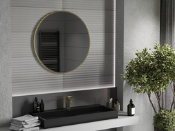 Mexen Loft bathroom mirror round 80 cm, gold frame - 9850-080-080-000-50