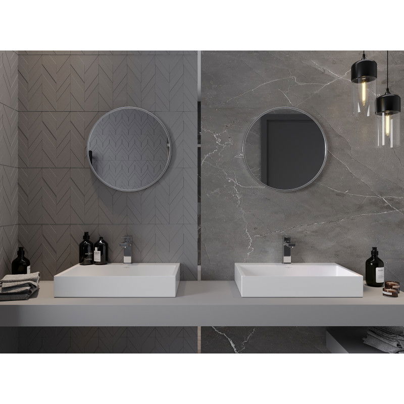 Mexen Loft round bathroom mirror 40 cm, inox frame - 9850-040-040-000-10