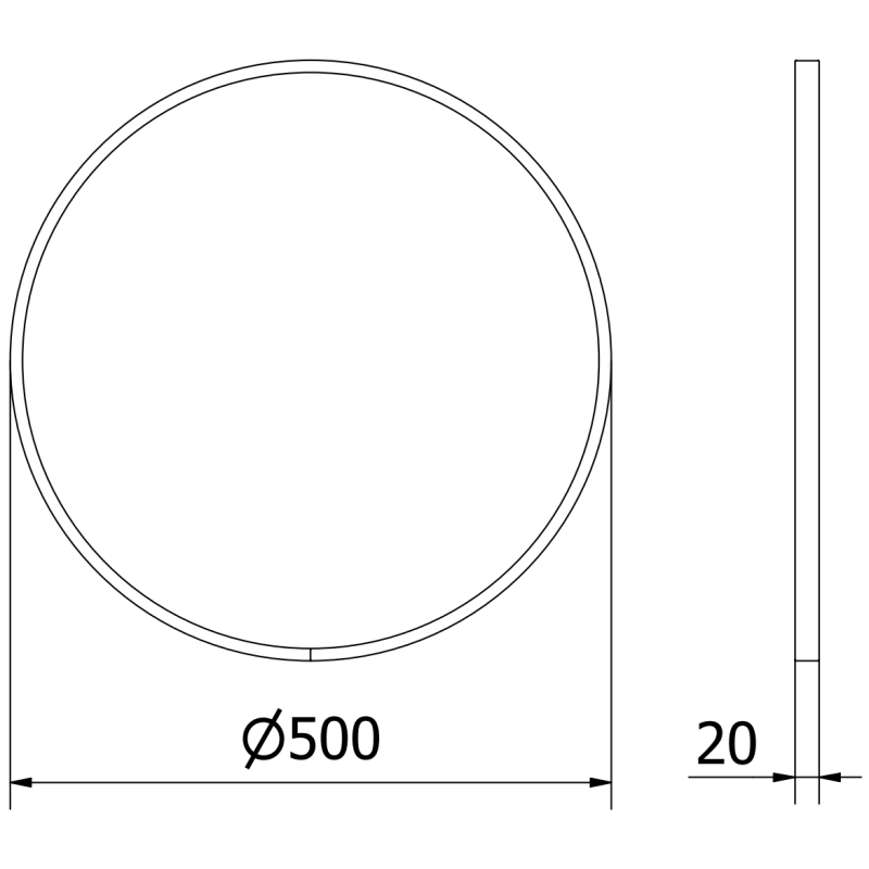 Mexen Loft bathroom mirror round 50 cm, inox frame - 9850-050-050-000-10